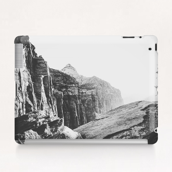 mountain view at Zion national park, USA with summer sunlight in black and white Tablet Case by Timmy333