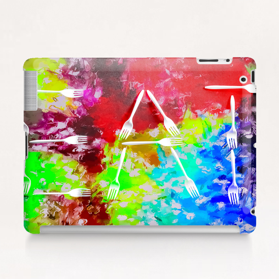 EAT alphabet by fork with colorful painting abstract background Tablet Case by Timmy333