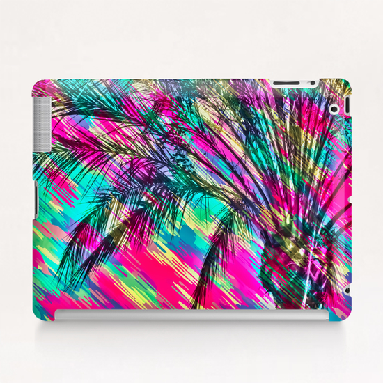 palm tree with colorful abstract background in pink green yellow blue Tablet Case by Timmy333