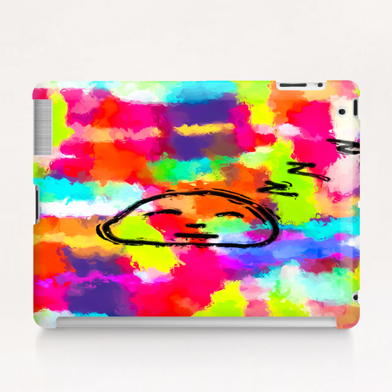 sleeping cartoon face with painting abstract background in red pink yellow blue orange Tablet Case by Timmy333