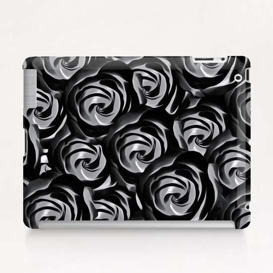 blooming rose pattern texture abstract background in black and white Tablet Case by Timmy333