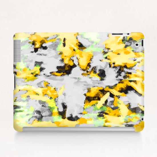 splash painting texture abstract background in yellow black green Tablet Case by Timmy333