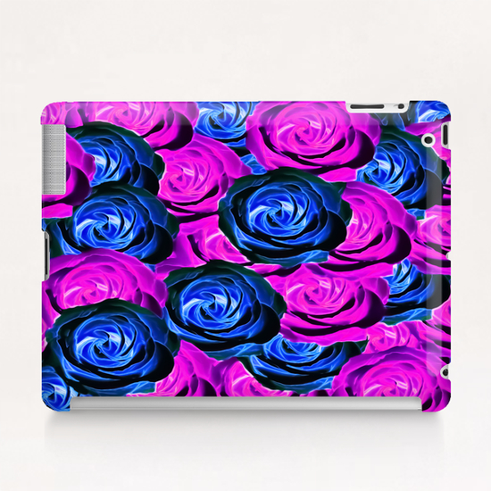 blooming rose texture pattern abstract background in pink and blue Tablet Case by Timmy333