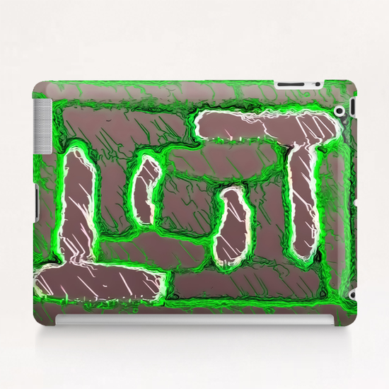 vintage psychedelic painting texture abstract background in green and brown Tablet Case by Timmy333