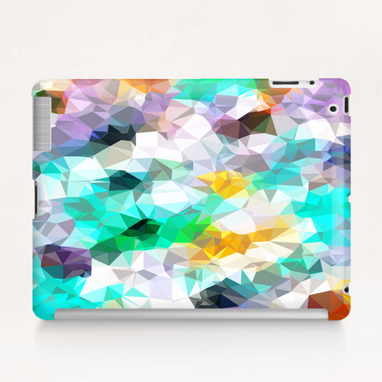 psychedelic geometric triangle polygon pattern abstract background in green blue yellow Tablet Case by Timmy333