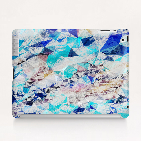 psychedelic geometric triangle pattern abstract with painting abstract background in blue and brown Tablet Case by Timmy333