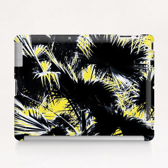 black and white palm leaves with yellow background Tablet Case by Timmy333