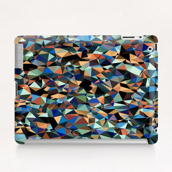 vintage psychedelic geometric triangle polygon pattern abstract in brown blue green Tablet Case by Timmy333