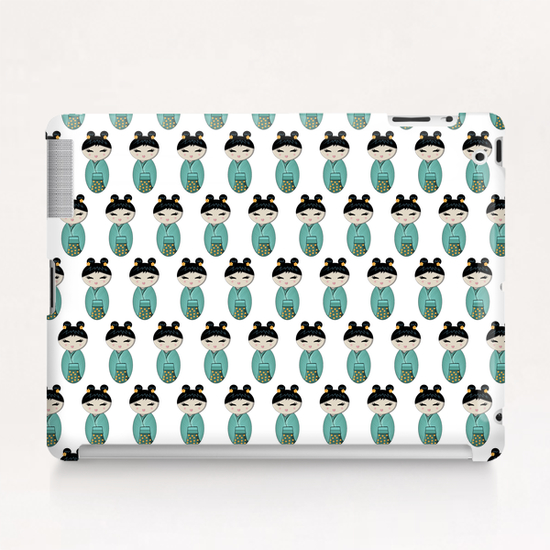 Multi green kokeshi Tablet Case by PIEL Design