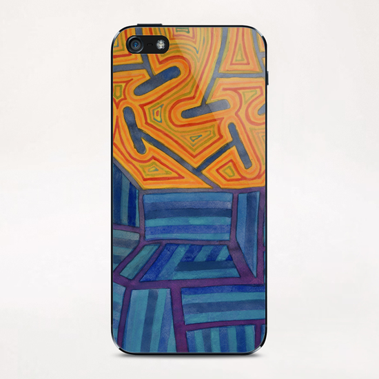 Blue Striped Segments combined with  An Orange Area   iPhone & iPod Skin by Heidi Capitaine