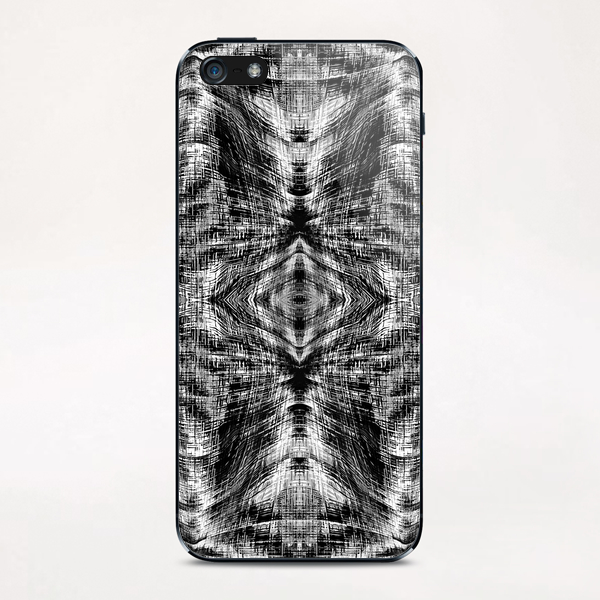 vintage geometric symmetry pattern abstract background in black and white iPhone & iPod Skin by Timmy333