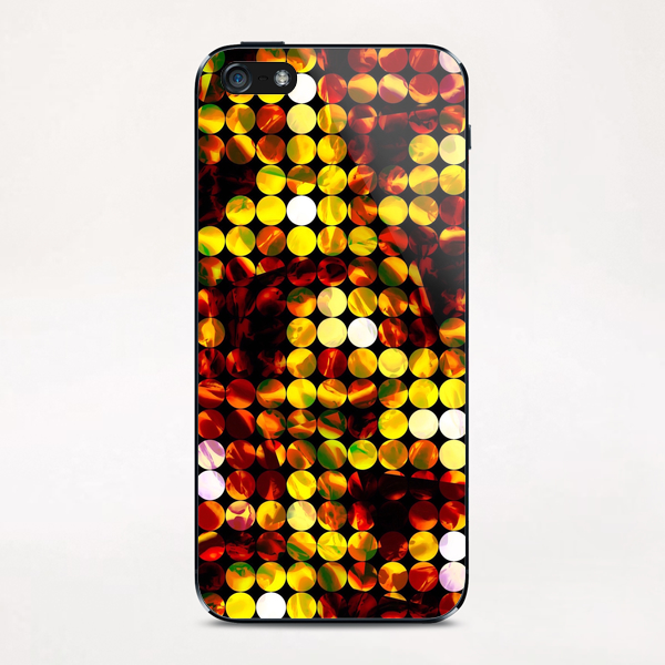 circle pattern abstract background with splash painting abstract in yellow red brown iPhone & iPod Skin by Timmy333