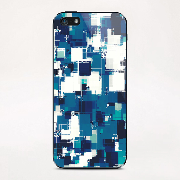 geometric square pattern abstract background in blue iPhone & iPod Skin by Timmy333