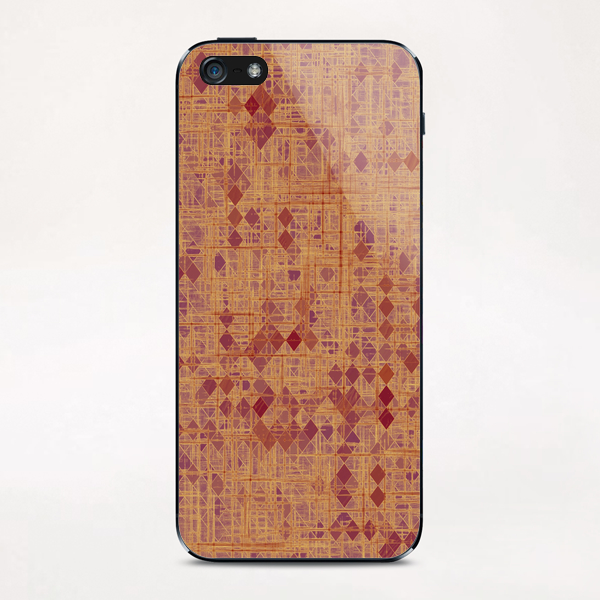 geometric square pixel pattern abstract in brown and pink iPhone & iPod Skin by Timmy333