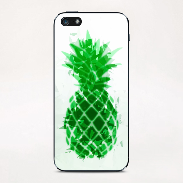 pineapple in green with geometric triangle pattern abstract iPhone & iPod Skin by Timmy333