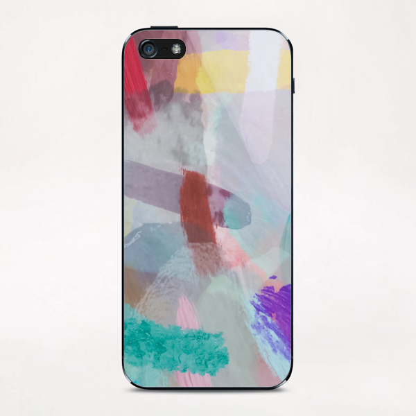 brush painting texture abstract background in pink purple green red iPhone & iPod Skin by Timmy333