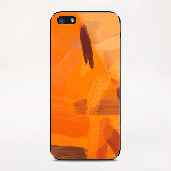 brush painting texture abstract background in orange brown iPhone & iPod Skin by Timmy333