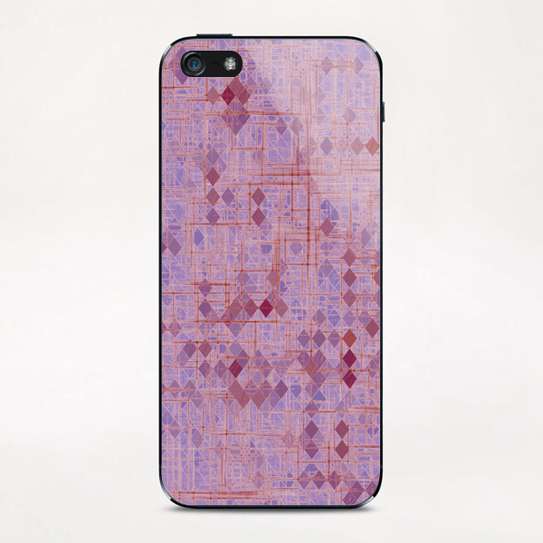 geometric square pixel pattern abstract in pink and purple iPhone & iPod Skin by Timmy333