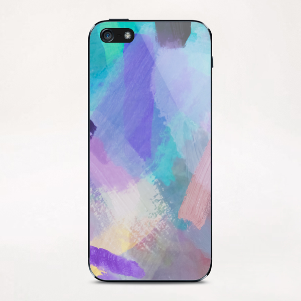 brush painting texture abstract background in blue pink purple iPhone & iPod Skin by Timmy333