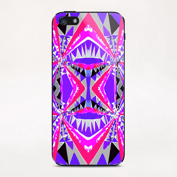 psychedelic geometric abstract pattern background in pink and purple iPhone & iPod Skin by Timmy333