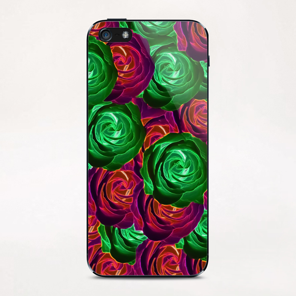 closeup rose pattern texture abstract background in red and green iPhone & iPod Skin by Timmy333