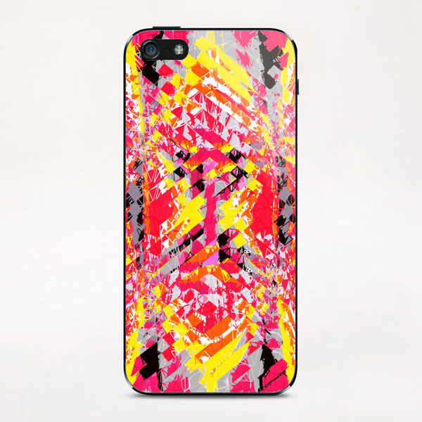 psychedelic geometric abstract pattern in red yellow black iPhone & iPod Skin by Timmy333