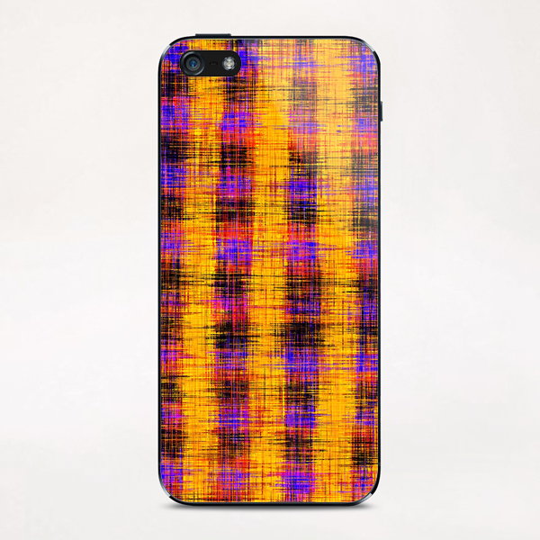 plaid pattern abstract texture in orange yellow pink purple iPhone & iPod Skin by Timmy333