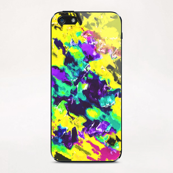 psychedelic splash painting abstract texture in yellow blue green purple iPhone & iPod Skin by Timmy333