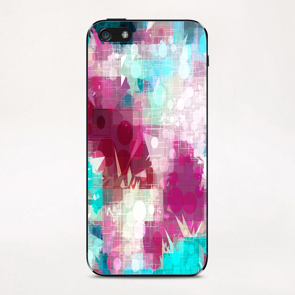 geometric circle and triangle pattern abstract in pink blue iPhone & iPod Skin by Timmy333