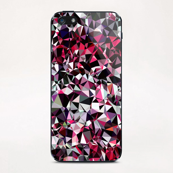 geometric triangle polygon pattern abstract in red pink black iPhone & iPod Skin by Timmy333