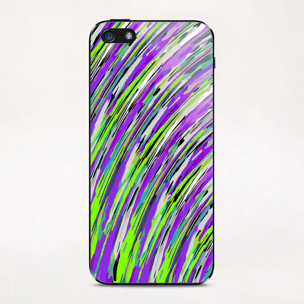 curly line pattern abstract background in purple and green iPhone & iPod Skin by Timmy333