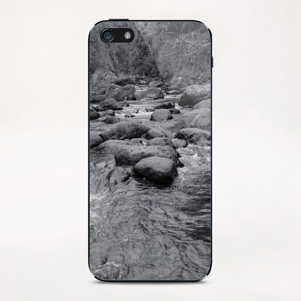 river in the forest with tree in black and white iPhone & iPod Skin by Timmy333