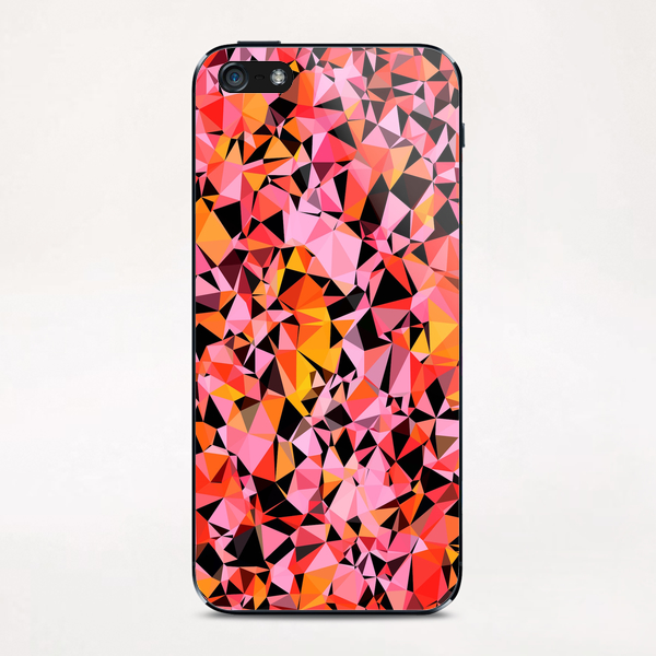 geometric triangle pattern abstract in pink yellow black iPhone & iPod Skin by Timmy333