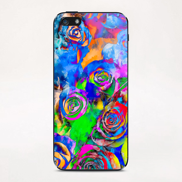 rose texture pattern abstract with splash painting in blue green pink red orange yellow iPhone & iPod Skin by Timmy333