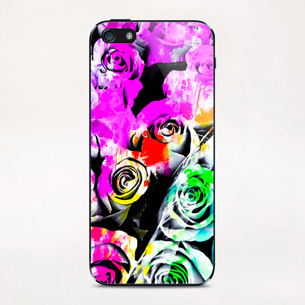 rose texture abstract  with colorful painting abstract background in pink blue green red yellow iPhone & iPod Skin by Timmy333