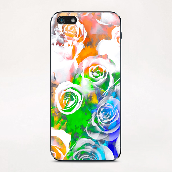 rose texture pattern abstract with splash painting in blue green orange iPhone & iPod Skin by Timmy333