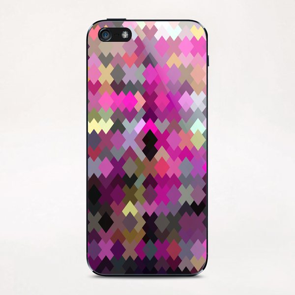 geometric square pixel pattern abstract in purple pink yellow iPhone & iPod Skin by Timmy333