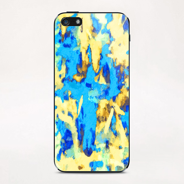 splash painting texture abstract background in blue and yellow iPhone & iPod Skin by Timmy333