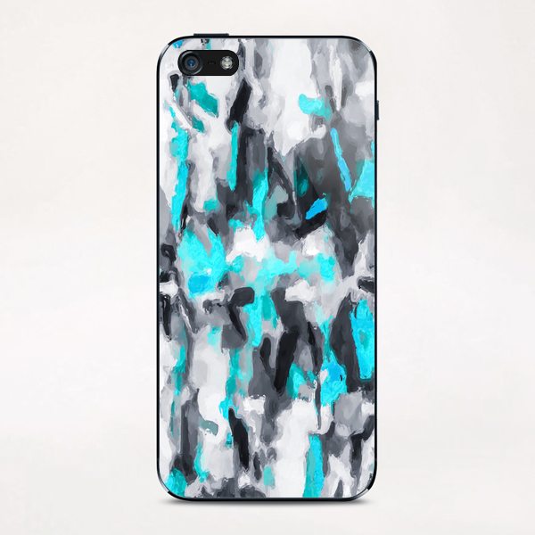 splash painting texture abstract background in blue and black iPhone & iPod Skin by Timmy333