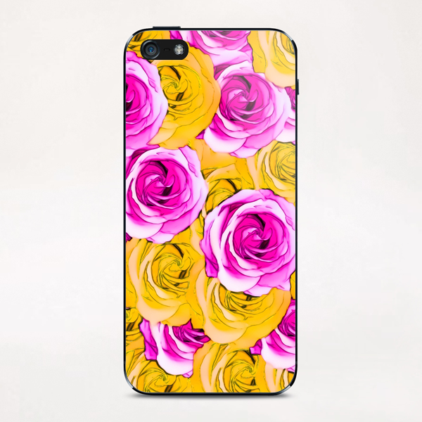 pink rose and yellow rose pattern abstract background iPhone & iPod Skin by Timmy333