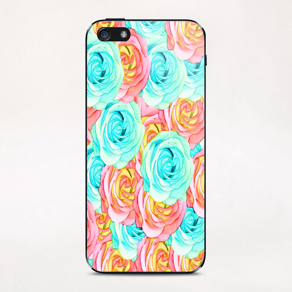 blooming rose texture pattern abstract background in red and blue iPhone & iPod Skin by Timmy333