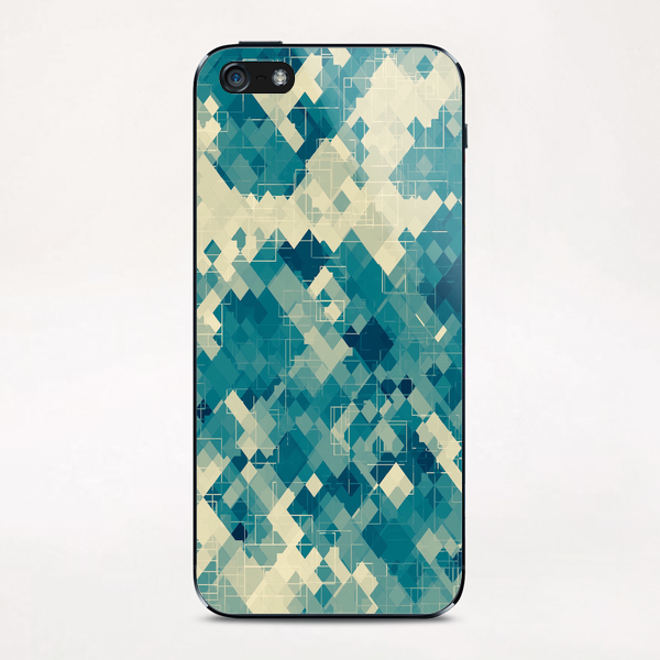 blue geometric square pixel pattern abstract background iPhone & iPod Skin by Timmy333