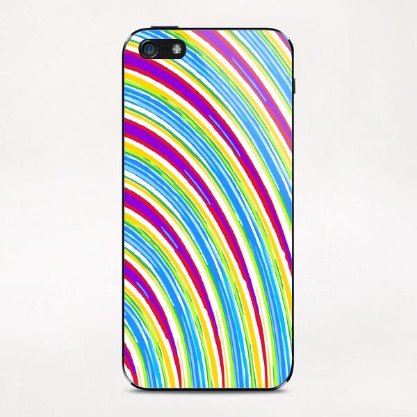 blue pink purple yellow green circle line pattern  iPhone & iPod Skin by Timmy333