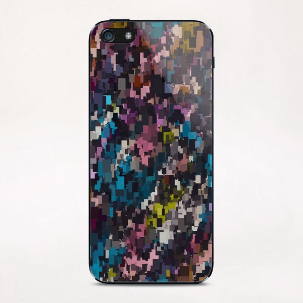 psychedelic geometric square pixel pattern abstract in pink blue brown yellow black iPhone & iPod Skin by Timmy333