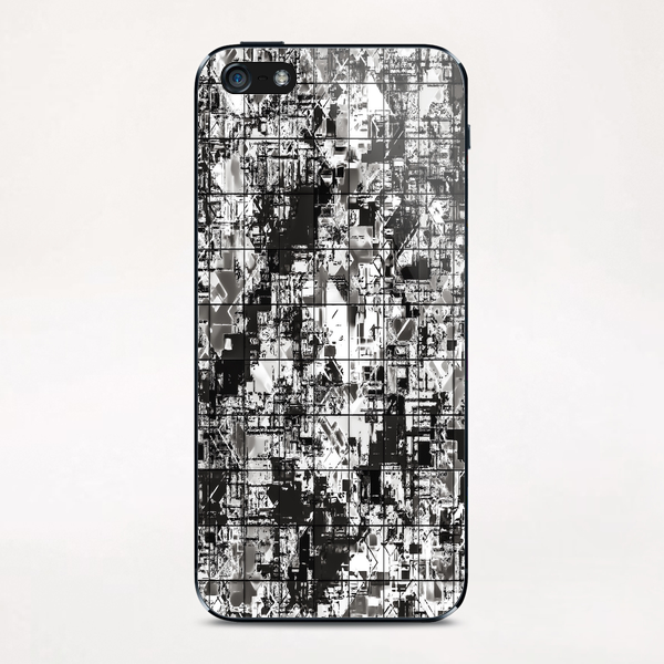 psychedelic geometric square pattern abstract background in black and white iPhone & iPod Skin by Timmy333