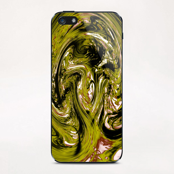 psychedelic spiral line pattern painting abstract background in green iPhone & iPod Skin by Timmy333