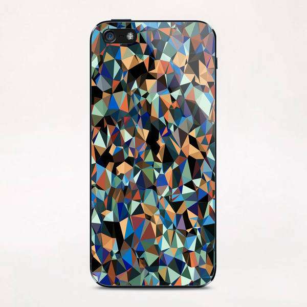 vintage psychedelic geometric triangle polygon pattern abstract in brown blue green iPhone & iPod Skin by Timmy333