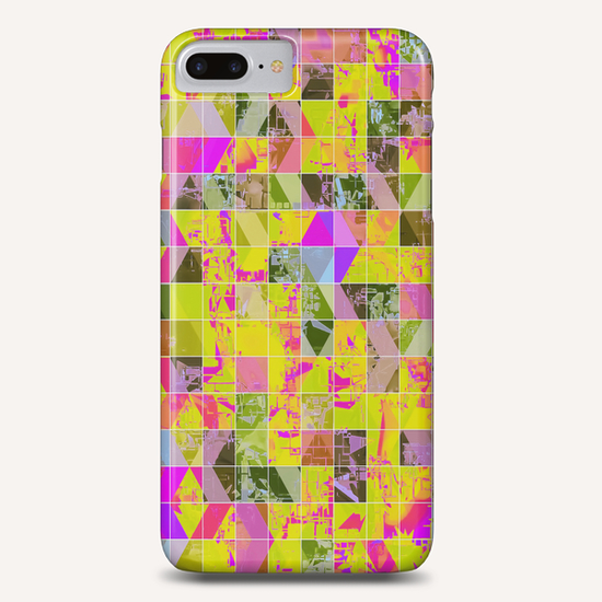 geometric square pattern abstract in yellow green pink Phone Case by Timmy333