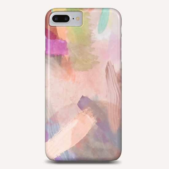 brush painting texture abstract background in pink purple yellow green Phone Case by Timmy333