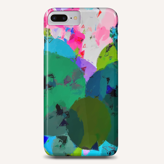 geometric circle pattern abstract in green blue pink Phone Case by Timmy333